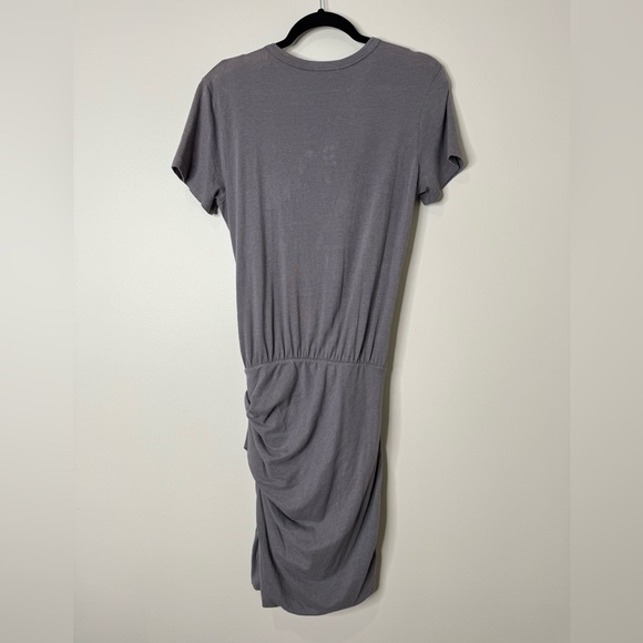 NWT Standard James Perse Gray Surplice Bust Ruched Short Sleeve Cotton Dress - Picture 10 of 12